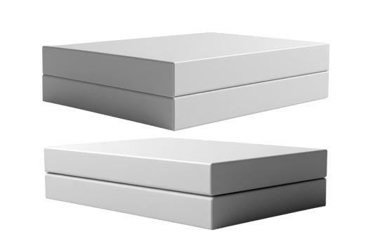 Minimalist white boxes stacked, perfect for packaging or storage solutions png