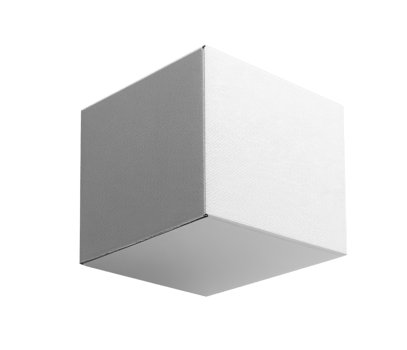 Minimalist white cube with textured surface, floating in space png