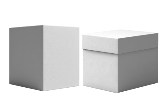 Minimalist white boxes for packaging or storage, perfect for gifts or products png