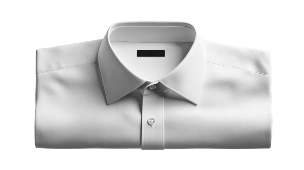 Folded white dress shirt with collar and buttons, perfect for formal occasions png