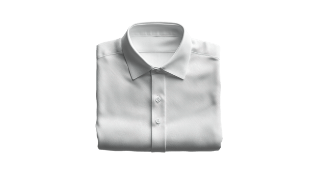 Folded white dress shirt, classic style, clean and crisp appearance. Ideal for formal occasions or business attire png