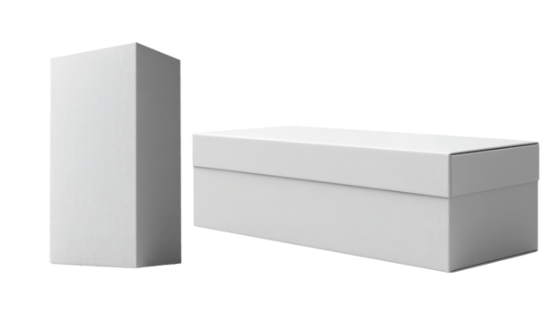 Minimalist white packaging boxes in various shapes for versatile use png