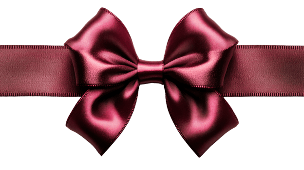 Elegant red satin bow with ribbon for decoration png