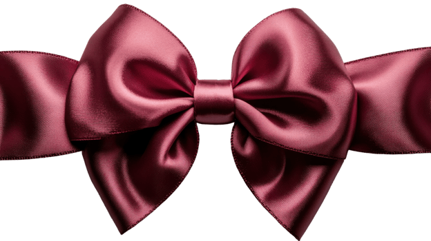 shiny burgundy satin bow with elegant loops and tails, perfect for gifts or decorations png