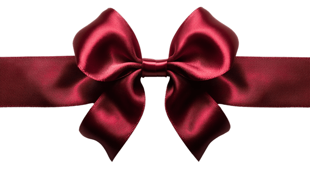 Elegant red satin bow with ribbon png