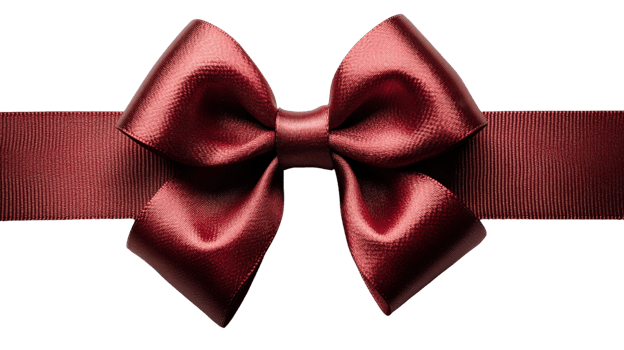 Elegant red satin bow with ribbon. png