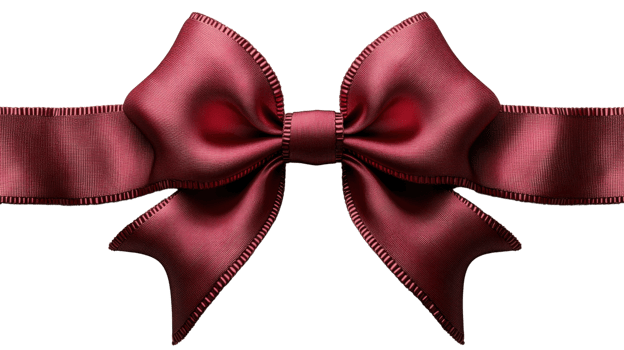 Elegant red ribbon bow with satin texture, perfect for gifts and decorations png