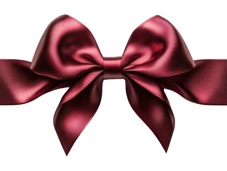 Elegant red satin bow with smooth texture and shiny finish png