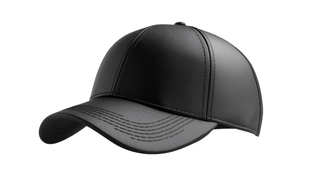 Black baseball cap stitching details png