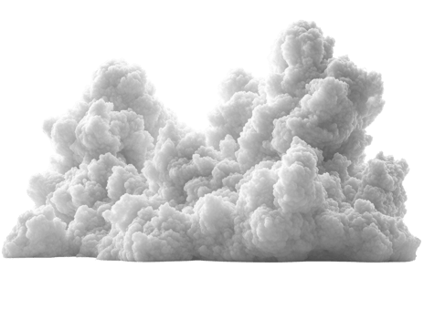 Fluffy white clouds create soft, billowy texture against transparent background, evoking sense of calm and tranquility png
