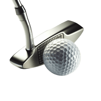 Classic Silver Golf Putter and Ball png