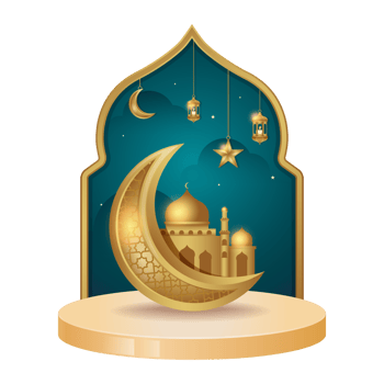 illustration of crescent moon and mosque, for ramadan greeting card png
