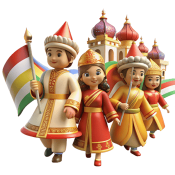 Central Asian Childrens Parade Festive Costumes Architecture png