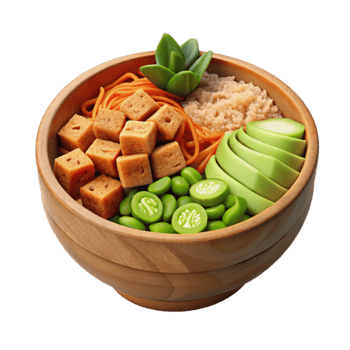 Vegan Buddha Bowl Tofu, Avocado, Edamame Grains png