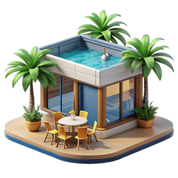 Rooftop Pool Villa Tropical Getaway Design png