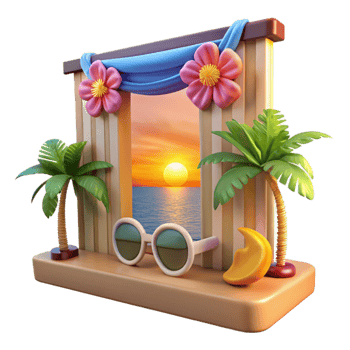 Sunset Ocean View Tropical Getaway Scene png