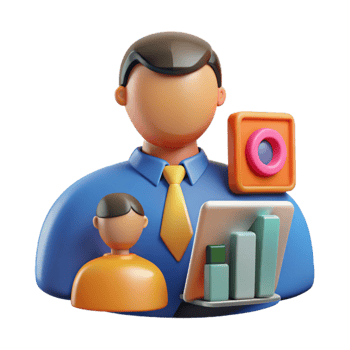 3D Icon Businessperson with Child, Data Analytics png