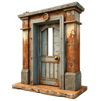 Rustic Weathered Wooden Doorway Entrance png