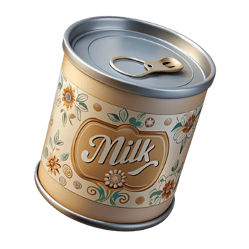 Canned Milk Floral Design, Retro Packaging png