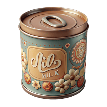Vintage Milk Can Design Retro Floral Packaging png