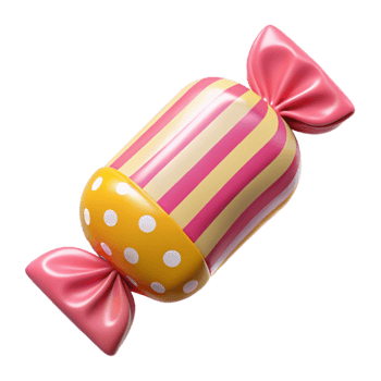 Sweet Candy Wrapper Design Yellow, Pink, Stripes, Dots png