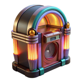 Retro Jukebox Vintage Music Player with Illuminated Columns png
