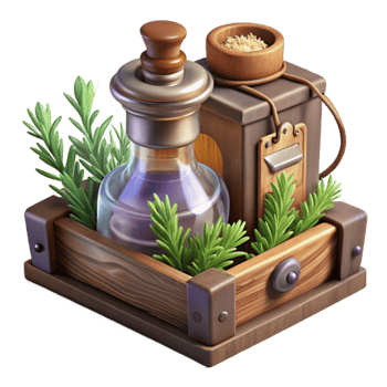 Herbal Potion in Wooden Crate png