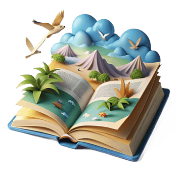 Open Book, Landscape, Birds, 3D Pop-up png