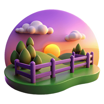 Sunset Over Rolling Hills with Fence png