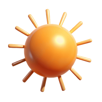 3D Sun Icon Summer, Bright, Orange, Design Element, Graphic, Illustration, Cartoon, Shiny, Sphere png