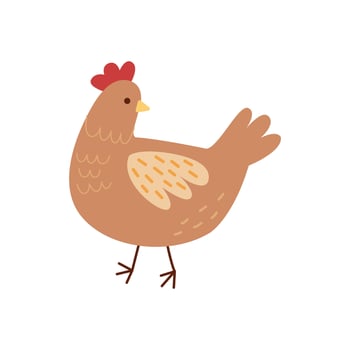 Cute chicken clipart. Hand drawn chicken illustration on white background vector