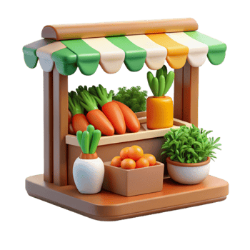 Farm Fresh Produce Stand Carrots, Oranges, and Herbs png