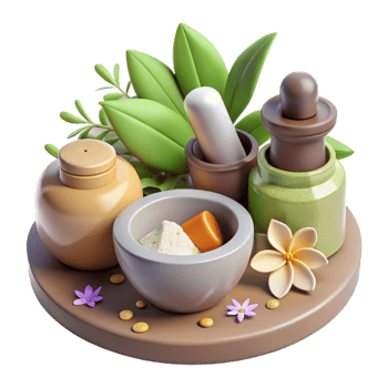 Herbal Spa Treatment Aromatic Oils, Powder, and Mortar png