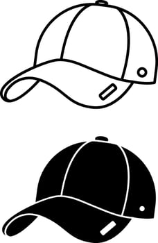 Cap Icons. Black and White Illustration. Flat Visor Hat. Fashion and Clothing Concept vector