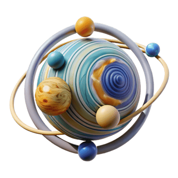 Abstract Planetary System Colorful Orbits and Spheres png