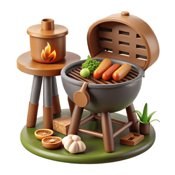 Summer Grill Hot Dogs, Veggies Outdoor Fun png