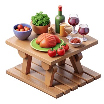 Picnic Table Food, Wine, Relaxation png