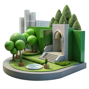 Urban Oasis Green Space Design with Architectural Entry png