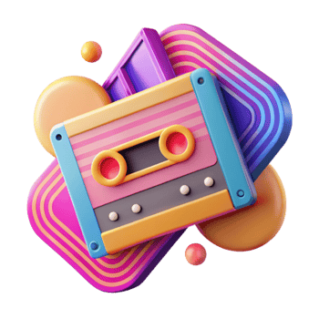 Retro Cassette Tape 3D Render Nostalgic Music Design png