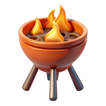 3D Render of a Campfire Grill png