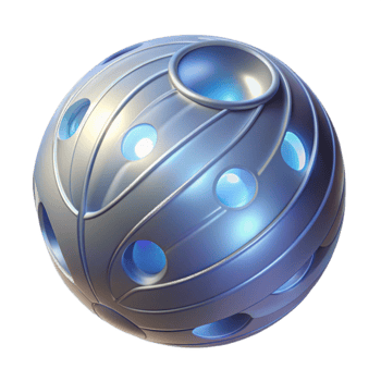Futuristic Sphere Glowing Orb with Metallic Texture png
