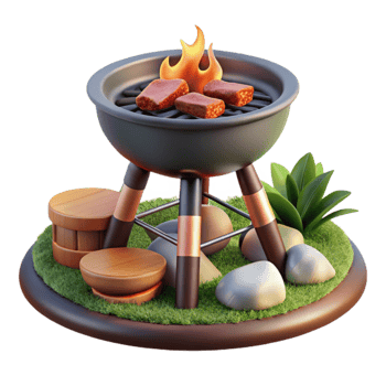 Summer Grill Backyard BBQ Setup png