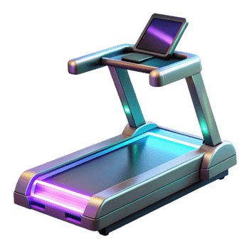 Modern Treadmill with Illuminated Running Surface and Integrated Console png