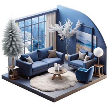 Cozy Winter Living Room Interior Design png