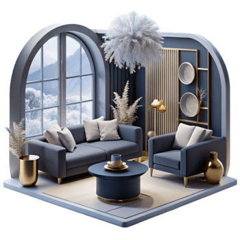 Winter Cozy Living Room Modern Interior Design png