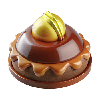 Chocolate Caramel Cake with Gold Topping png