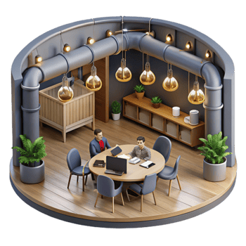 Modern Industrial Office Design Meeting Room with Nursery png