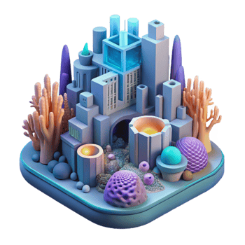 Undersea Cityscape 3D Render of Futuristic Underwater Architecture png
