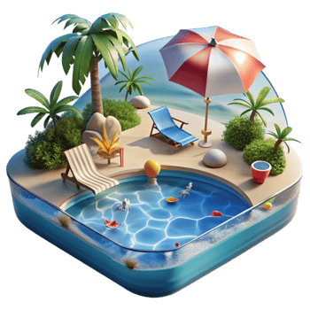 Island Paradise Poolside Relaxation Escape png