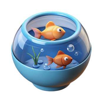 Two Goldfish in a Round Fishbowl png